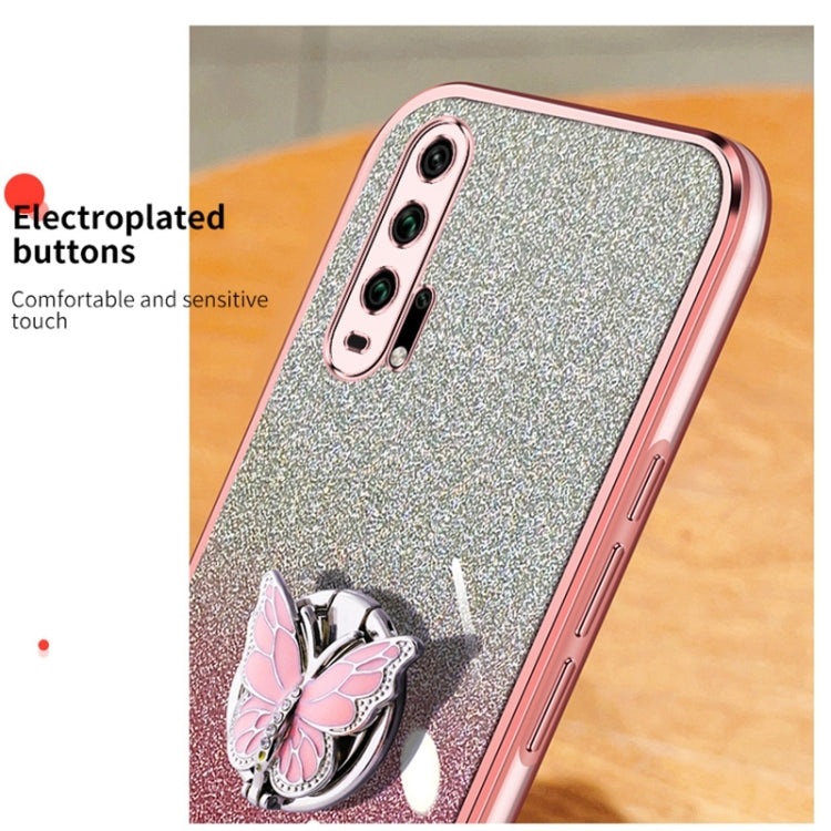 For Honor 20 Pro Plated Gradient Glitter Butterfly Holder TPU Phone Case