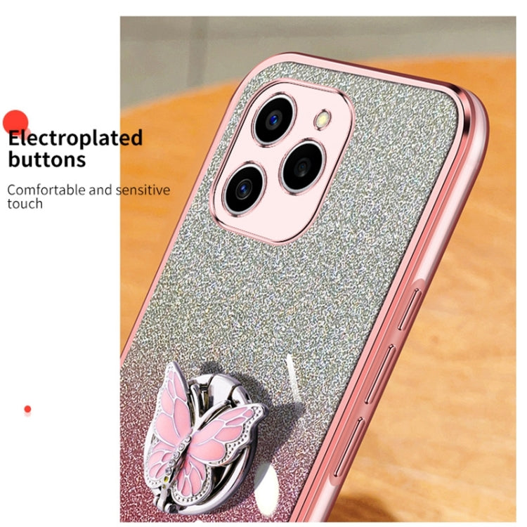 For Honor 60 SE Plated Gradient Glitter Butterfly Holder TPU Phone Case