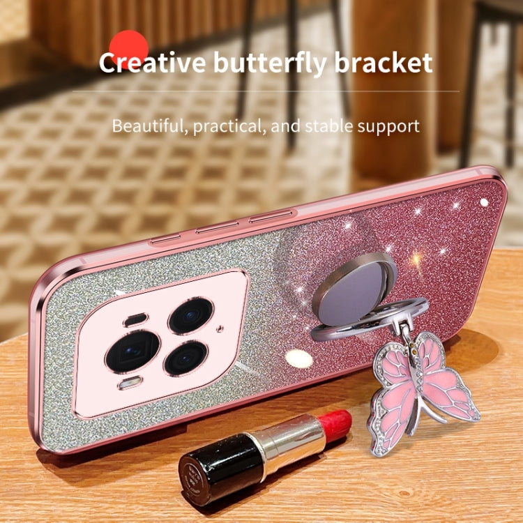 For Honor Magic6 Ultimate Plated Gradient Glitter Butterfly Holder TPU Phone Case