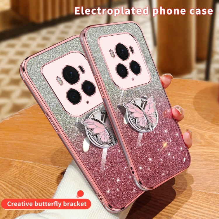 For Honor Magic6 Ultimate Plated Gradient Glitter Butterfly Holder TPU Phone Case