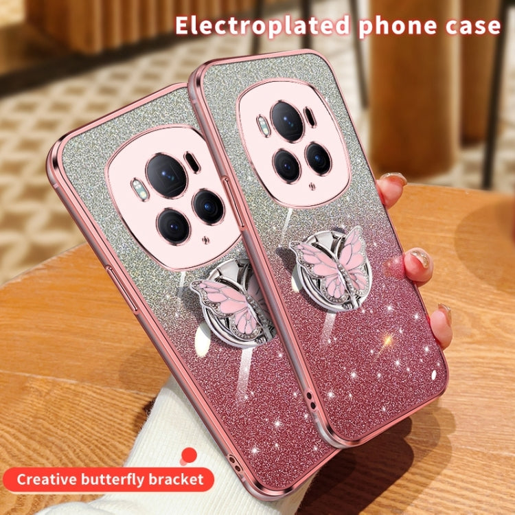 For Honor Magic6 Pro Plated Gradient Glitter Butterfly Holder TPU Phone Case
