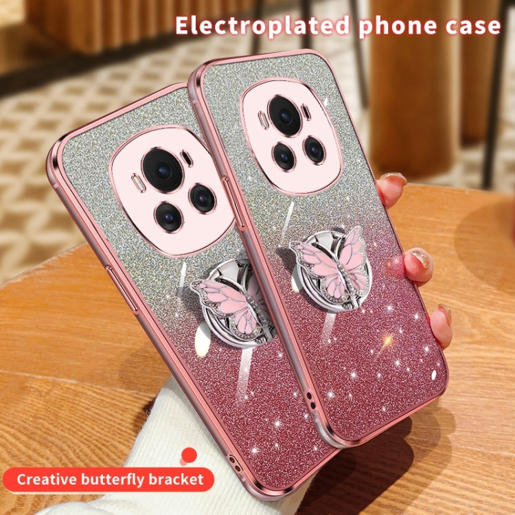 For Honor Magic6 Plated Gradient Glitter Butterfly Holder TPU Phone Case