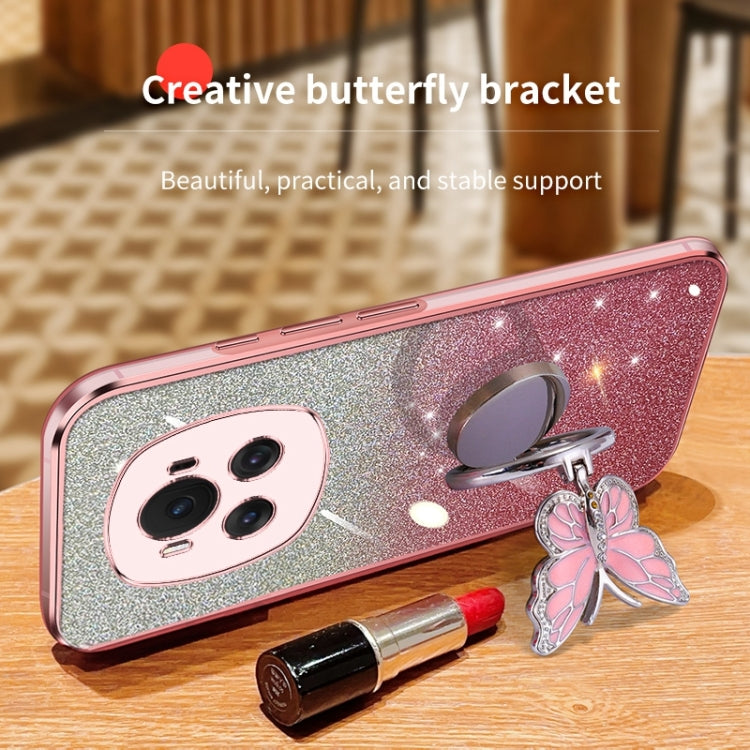 For Honor Magic6 Plated Gradient Glitter Butterfly Holder TPU Phone Case