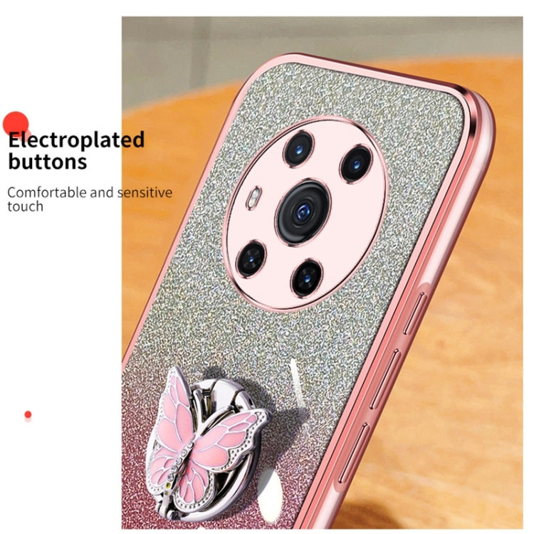 For Honor Magic3 Plated Gradient Glitter Butterfly Holder TPU Phone Case