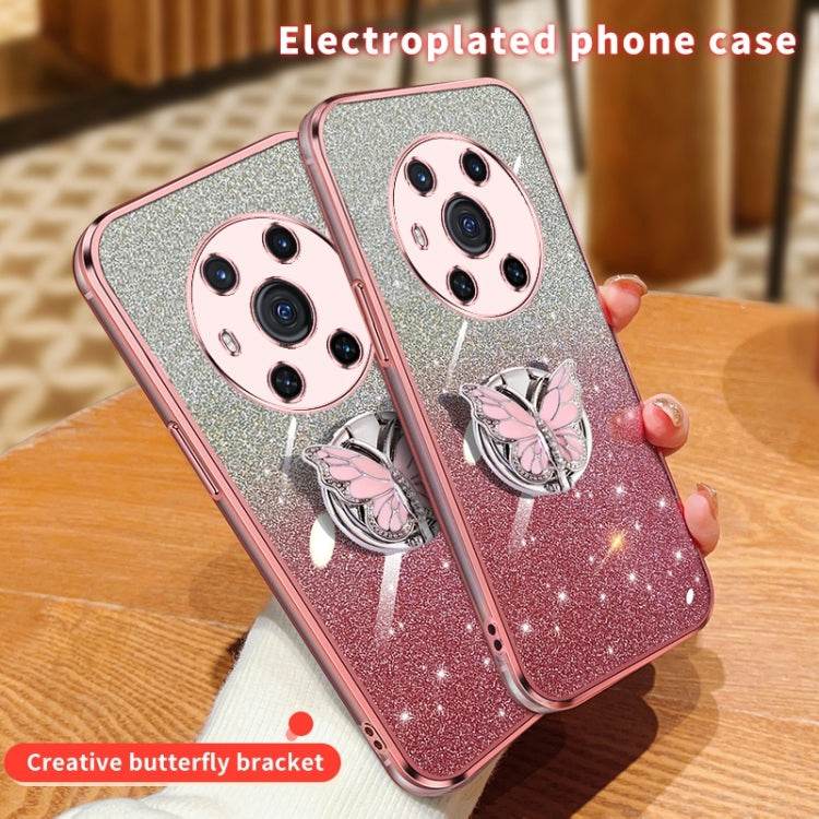 For Honor Magic3 Plated Gradient Glitter Butterfly Holder TPU Phone Case