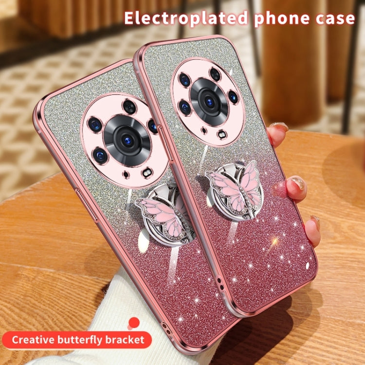 For Honor Magic3 Pro Plated Gradient Glitter Butterfly Holder TPU Phone Case