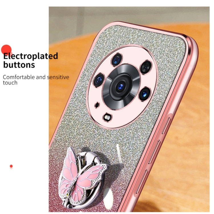 For Honor Magic3 Pro Plated Gradient Glitter Butterfly Holder TPU Phone Case