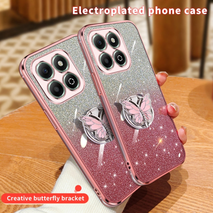 For Honor X6b Plated Gradient Glitter Butterfly Holder TPU Phone Case
