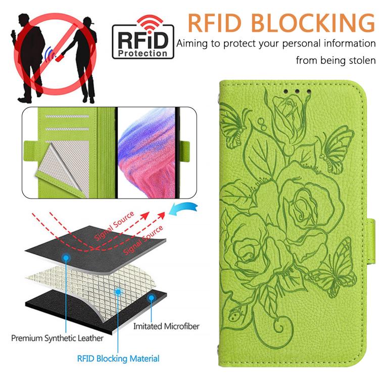 For OnePlus 13R / Ace 5 Pro 5G Embossed Rose RFID Anti-theft Leather Phone Case