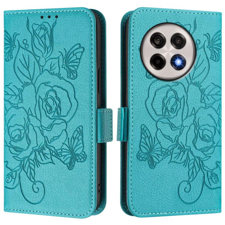 For OnePlus 13R / Ace 5 Pro 5G Embossed Rose RFID Anti-theft Leather Phone Case