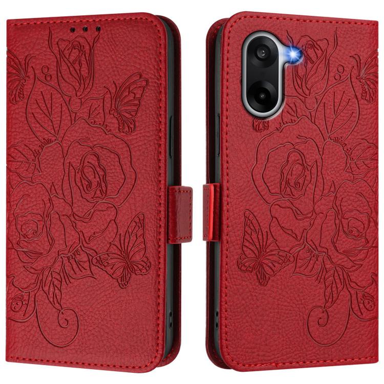For OnePlus Ace 5 Racing Embossed Rose RFID Anti-theft Leather Phone Case