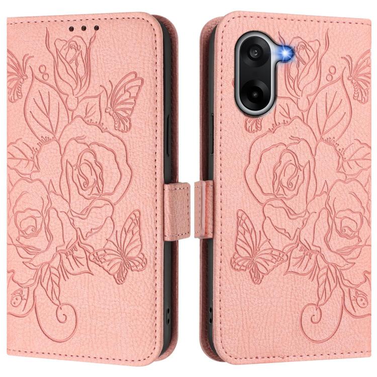 For OnePlus Ace 5 Racing Embossed Rose RFID Anti-theft Leather Phone Case