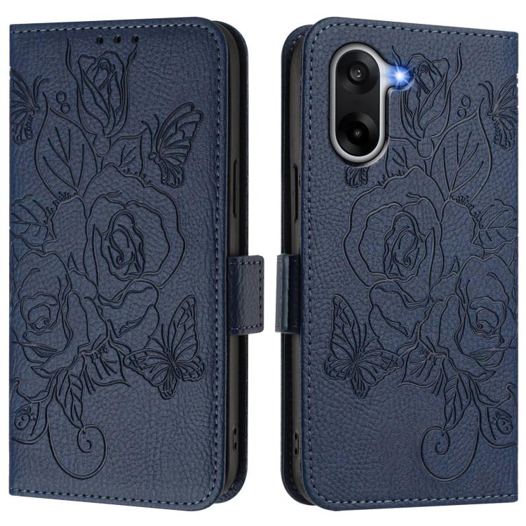 For OnePlus Ace 5 Racing Embossed Rose RFID Anti-theft Leather Phone Case
