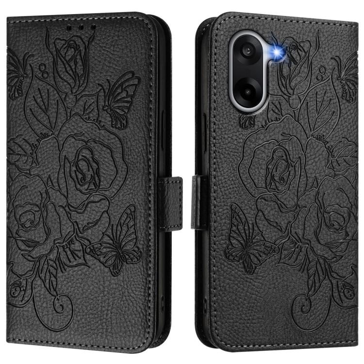 For OnePlus Ace 5 Racing Embossed Rose RFID Anti-theft Leather Phone Case