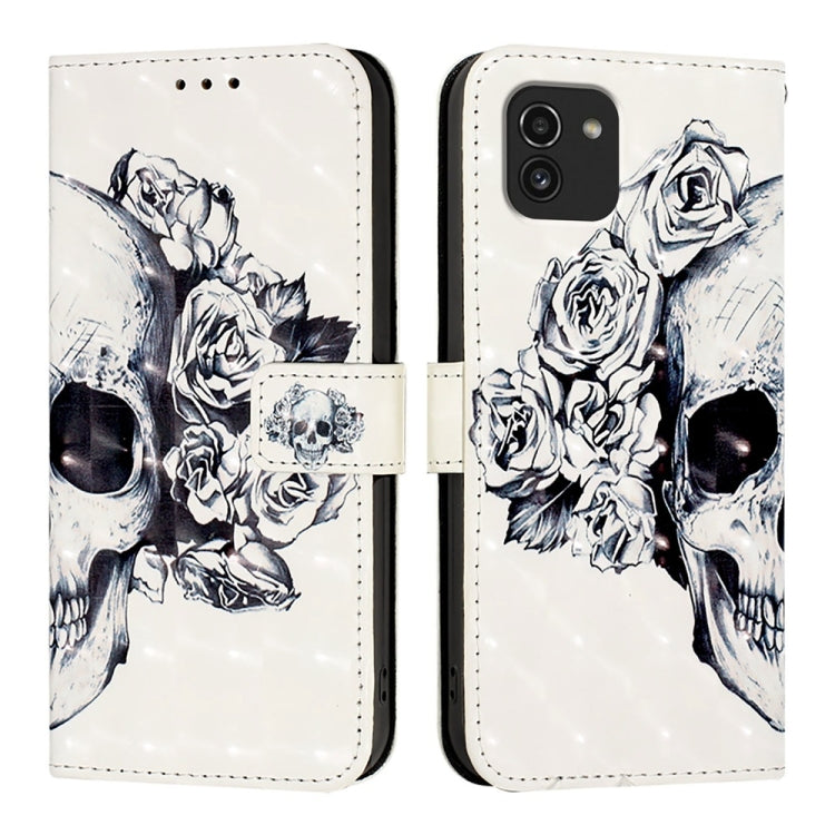 For Samsung Galaxy A03 166mm 3D Painting Horizontal Flip Leather Phone Case