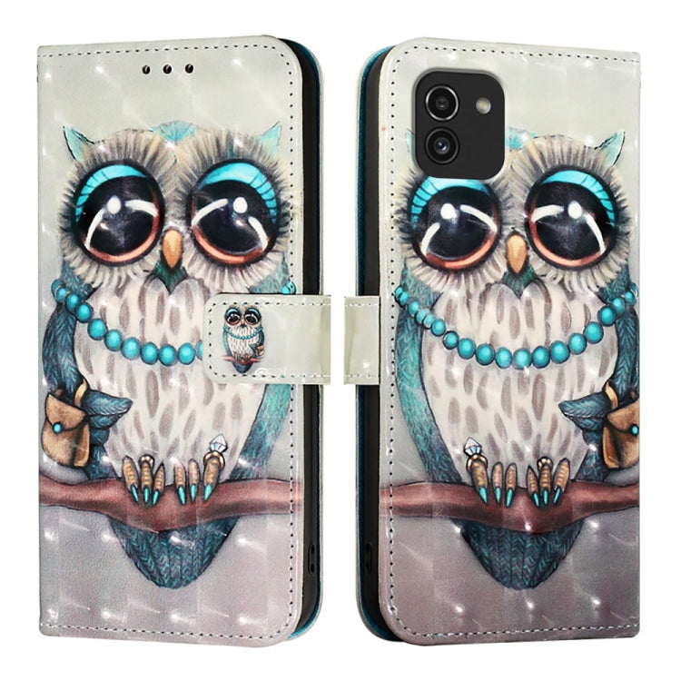 For Samsung Galaxy A03 166mm 3D Painting Horizontal Flip Leather Phone Case