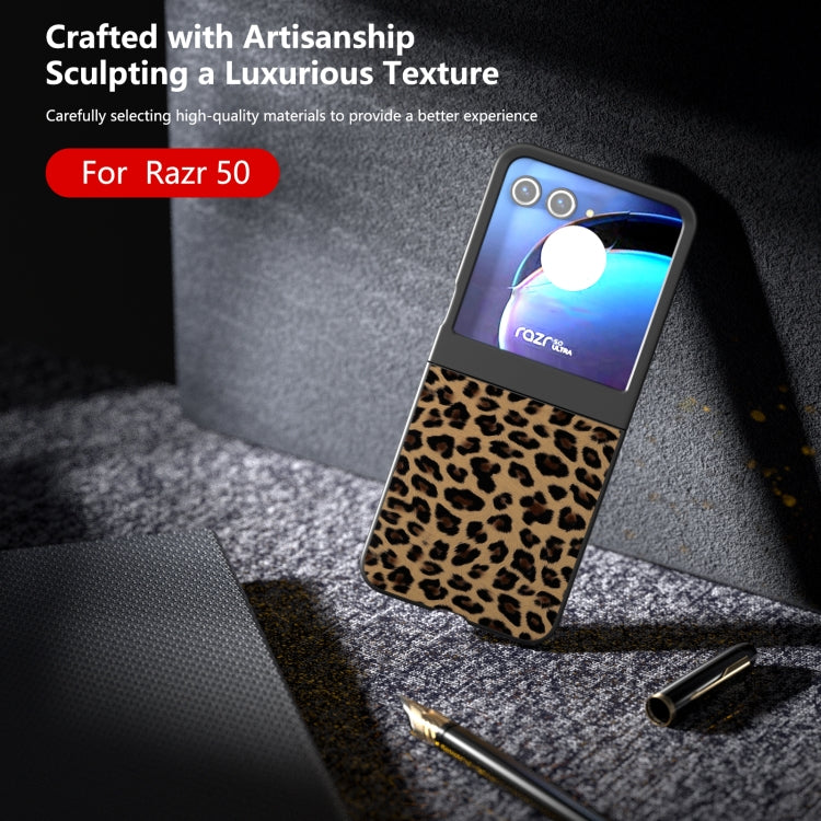 For Motorola Razr 50 Black Edge Leopard Phone Case