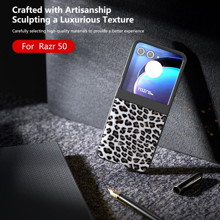For Motorola Razr 50 Black Edge Leopard Phone Case
