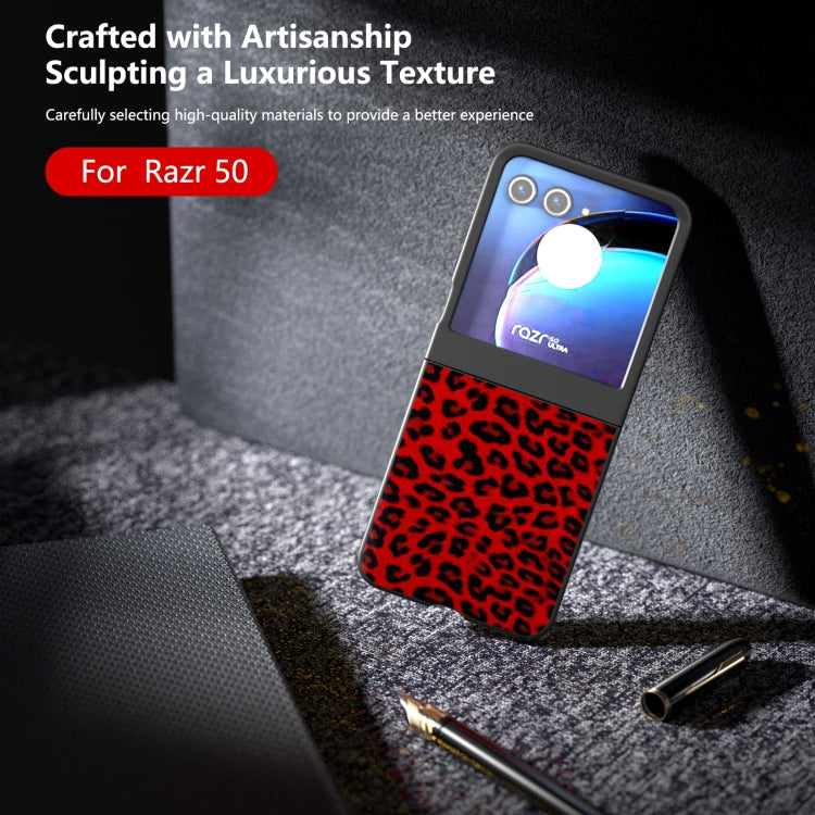 For Motorola Razr 50 Black Edge Leopard Phone Case
