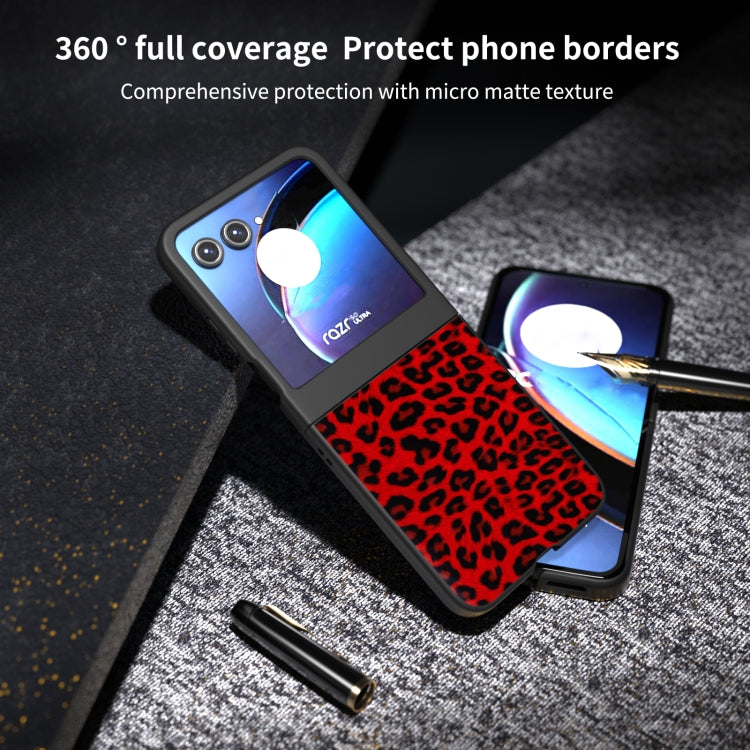 For Motorola Razr 50 Black Edge Leopard Phone Case