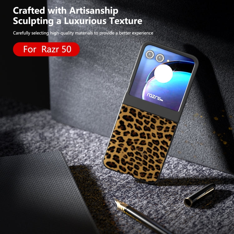 For Motorola Razr 50 Black Edge Leopard Phone Case