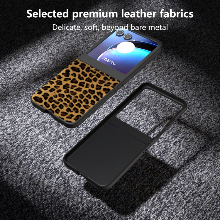 For Motorola Razr 50 Black Edge Leopard Phone Case