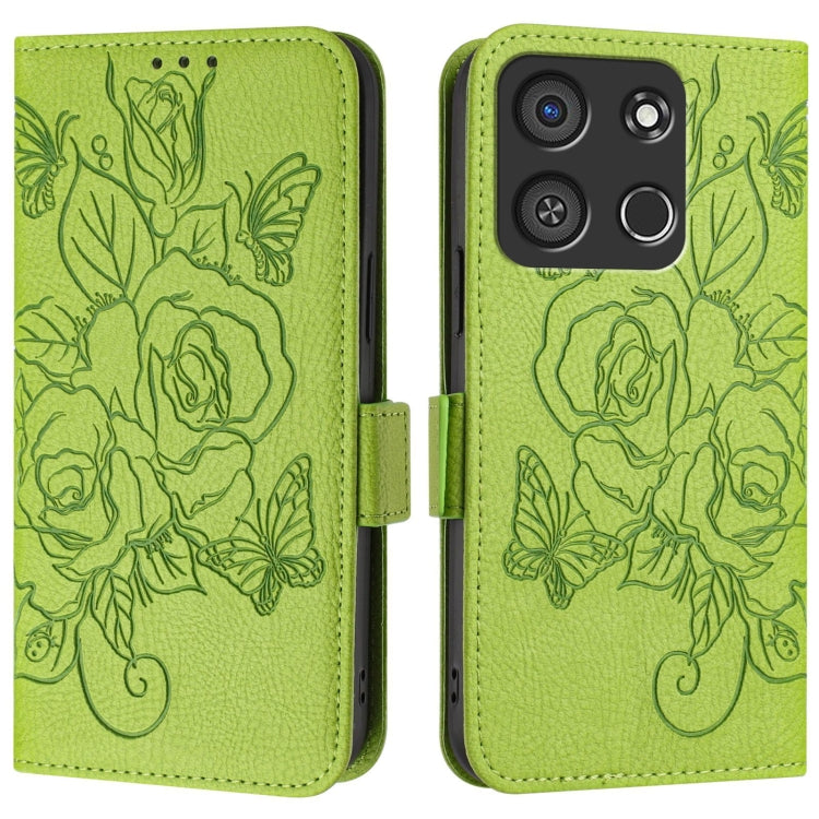 For itel A05s Embossed Rose RFID Anti-theft Leather Phone Case