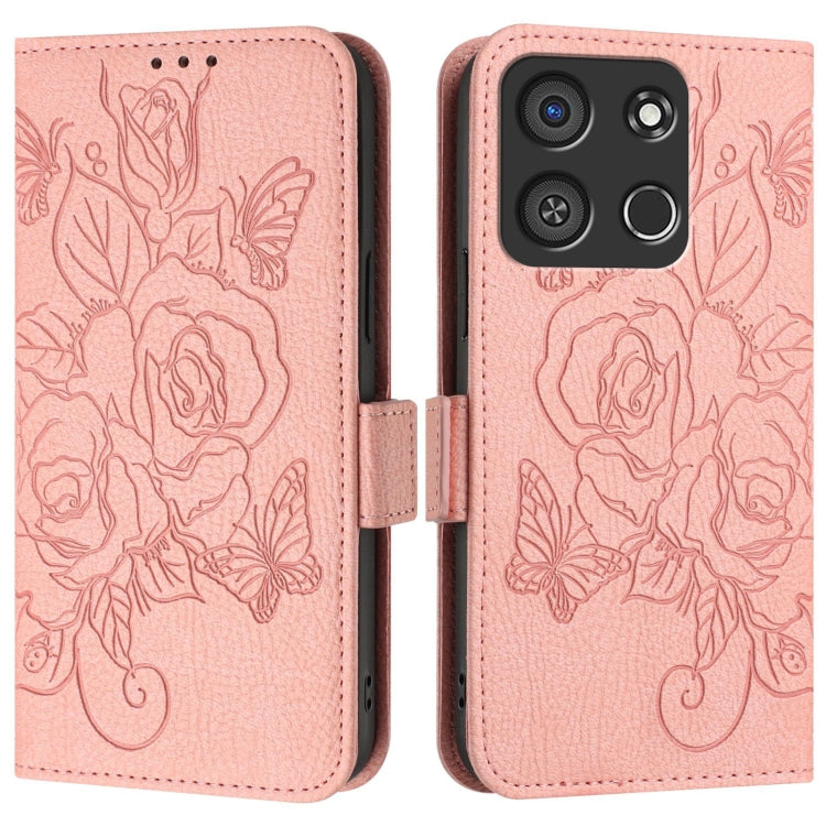 For itel A05s Embossed Rose RFID Anti-theft Leather Phone Case