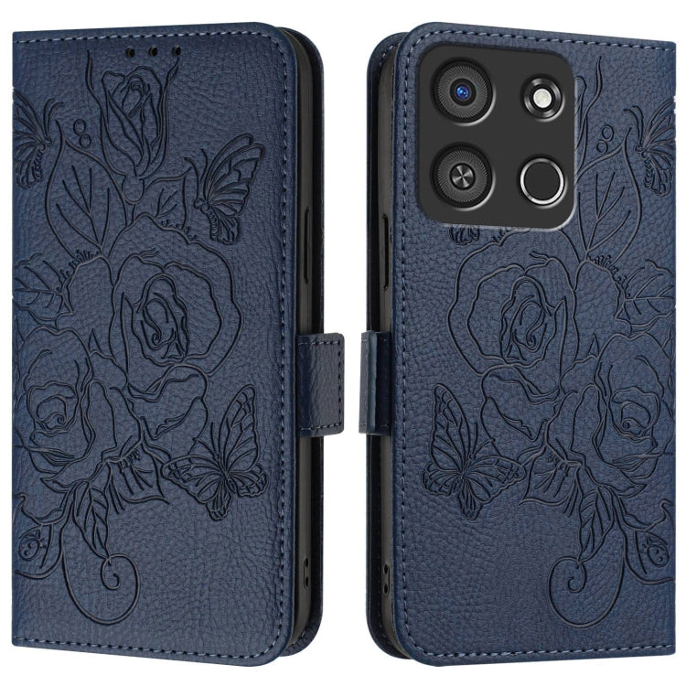 For itel A05s Embossed Rose RFID Anti-theft Leather Phone Case