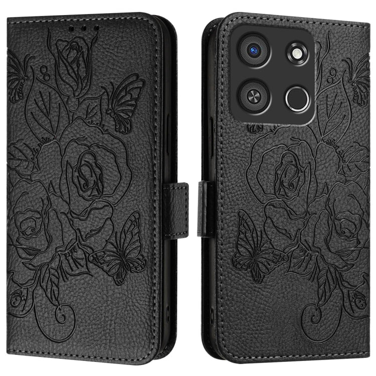 For itel A05s Embossed Rose RFID Anti-theft Leather Phone Case