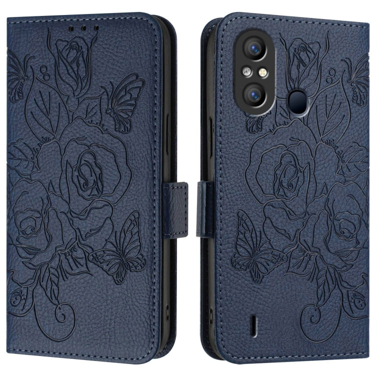 For itel A58 / A49 Embossed Rose RFID Anti-theft Leather Phone Case