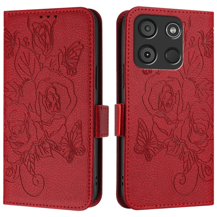 For itel A60 / A60s Embossed Rose RFID Anti-theft Leather Phone Case