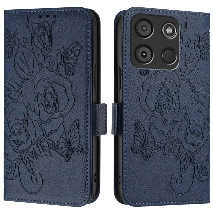 For itel A60 / A60s Embossed Rose RFID Anti-theft Leather Phone Case