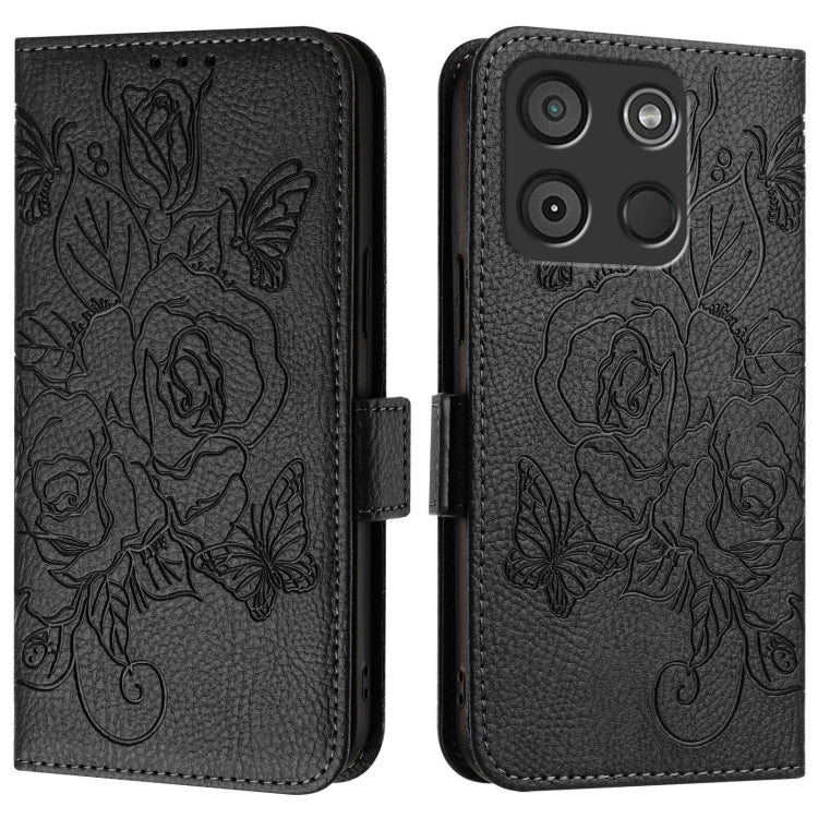 For itel A60 / A60s Embossed Rose RFID Anti-theft Leather Phone Case