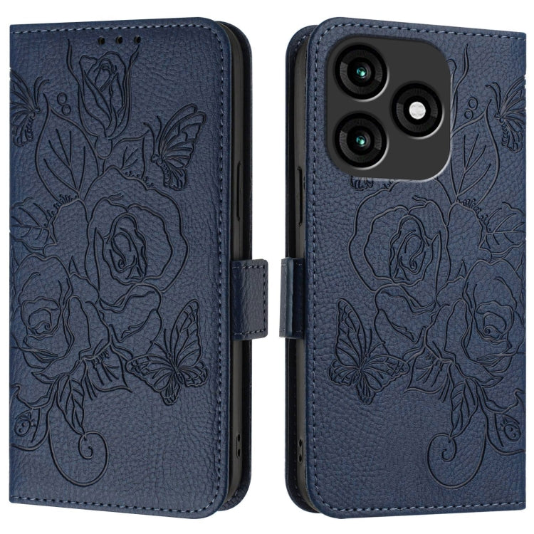 For itel A70 Embossed Rose RFID Anti-theft Leather Phone Case