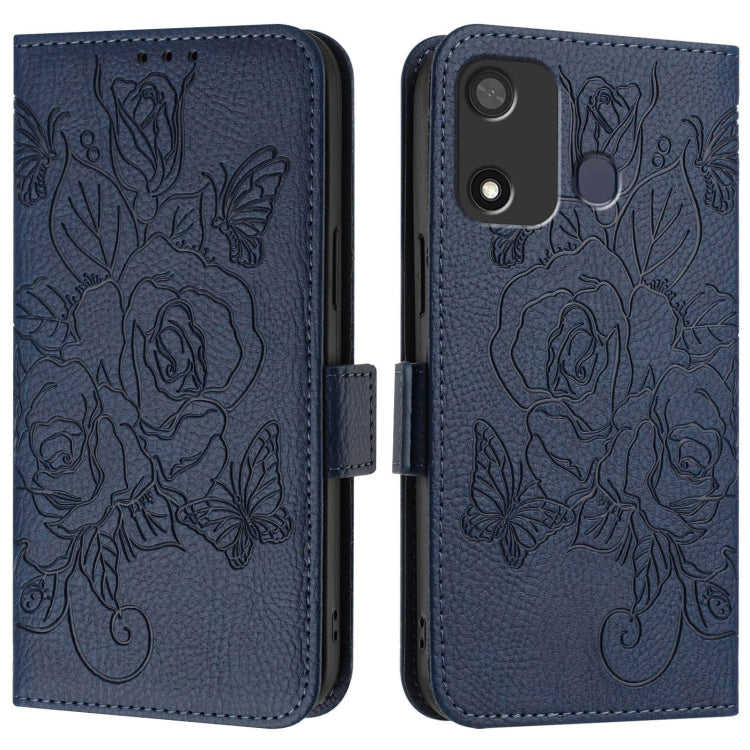 For itel A27 Embossed Rose RFID Anti-theft Leather Phone Case