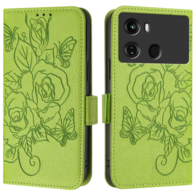 For itel P40 Embossed Rose RFID Anti-theft Leather Phone Case