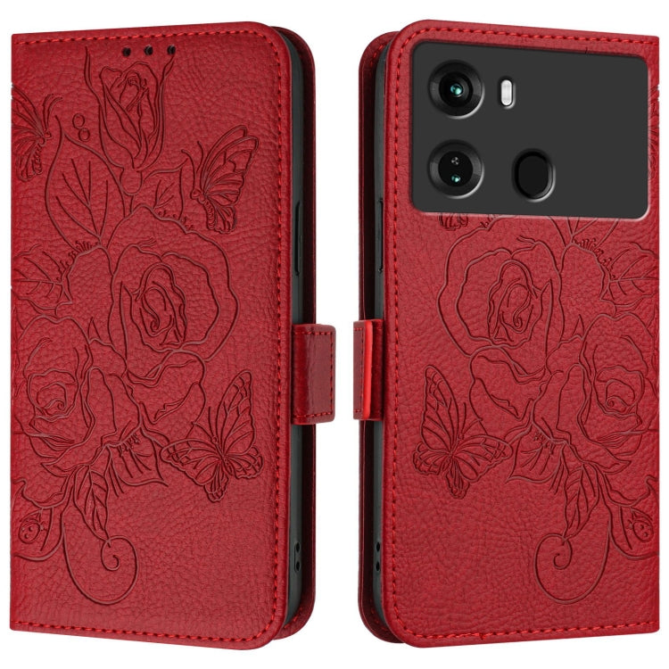 For itel P40 Embossed Rose RFID Anti-theft Leather Phone Case