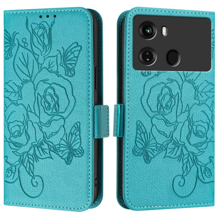 For itel P40 Embossed Rose RFID Anti-theft Leather Phone Case
