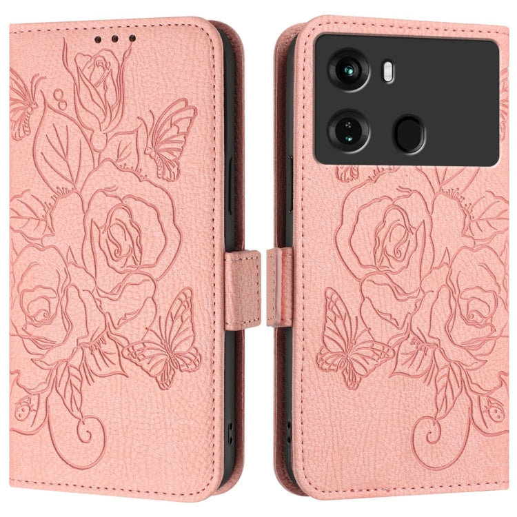 For itel P40 Embossed Rose RFID Anti-theft Leather Phone Case