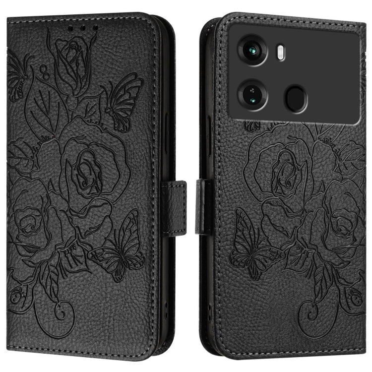 For itel P40 Embossed Rose RFID Anti-theft Leather Phone Case
