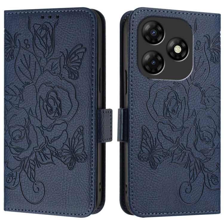For itel P55 4G Embossed Rose RFID Anti-theft Leather Phone Case