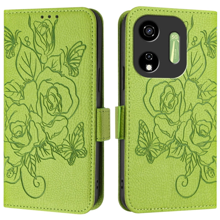 For itel P55 5G Embossed Rose RFID Anti-theft Leather Phone Case