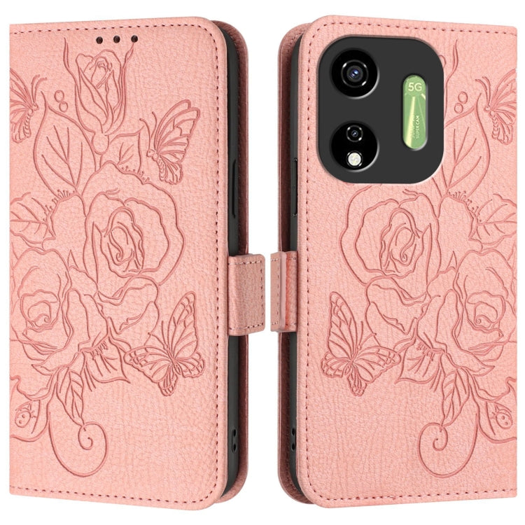 For itel P55 5G Embossed Rose RFID Anti-theft Leather Phone Case