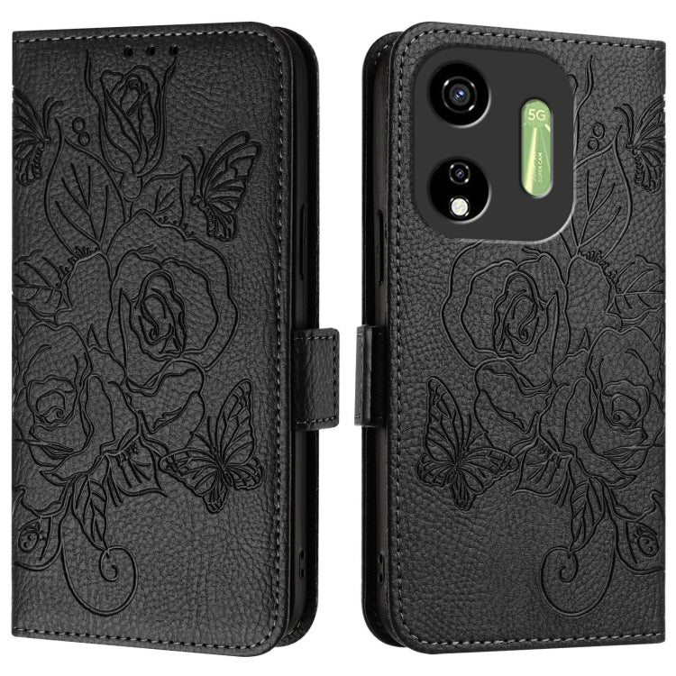 For itel P55 5G Embossed Rose RFID Anti-theft Leather Phone Case