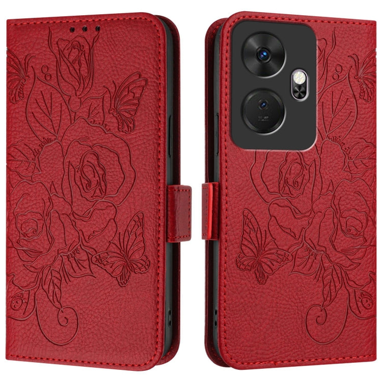 For itel P55+ Embossed Rose RFID Anti-theft Leather Phone Case