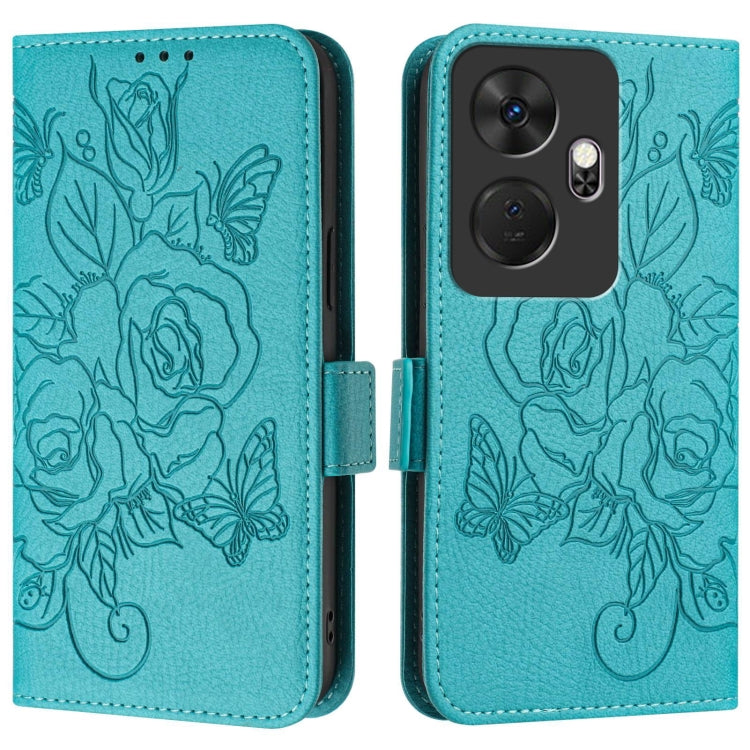 For itel P55+ Embossed Rose RFID Anti-theft Leather Phone Case