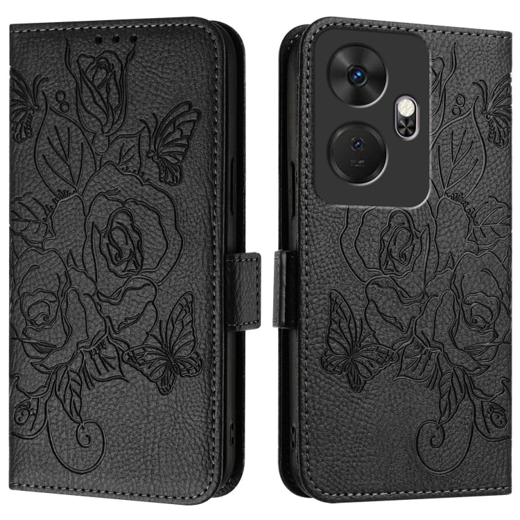 For itel P55+ Embossed Rose RFID Anti-theft Leather Phone Case