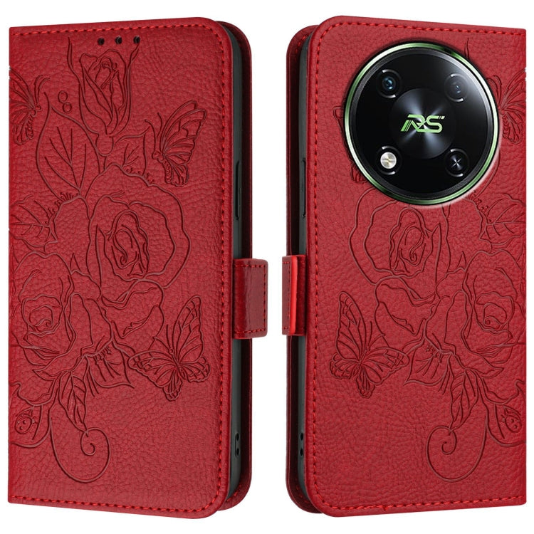 For itel RS4 Embossed Rose RFID Anti-theft Leather Phone Case
