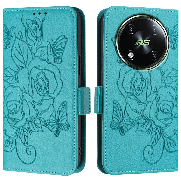 For itel RS4 Embossed Rose RFID Anti-theft Leather Phone Case